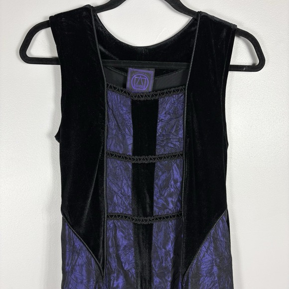 VTG Cykxtees Large Black Purple Velvet Sleeveless Medieval Goth Gown Maxi Dress - Picture 4 of 12